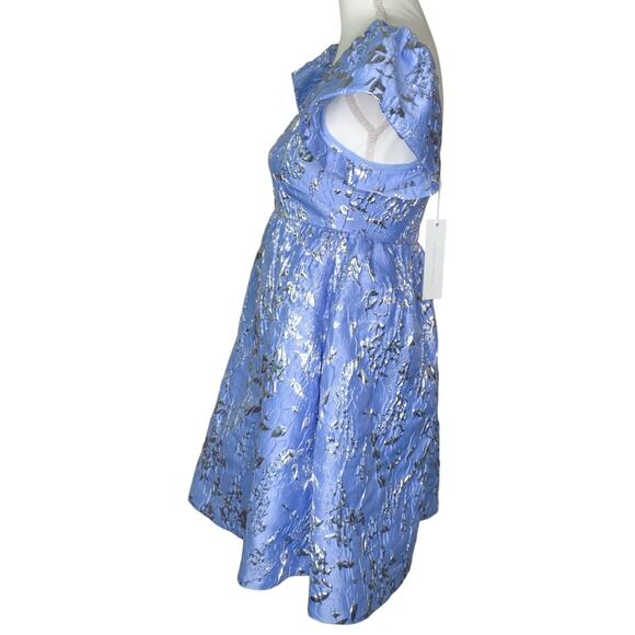 Jonathan Simkhai Kylie Periwinkle Jacquard Puff Sleeve Mini Dress 0 NWT - Picture 5 of 9